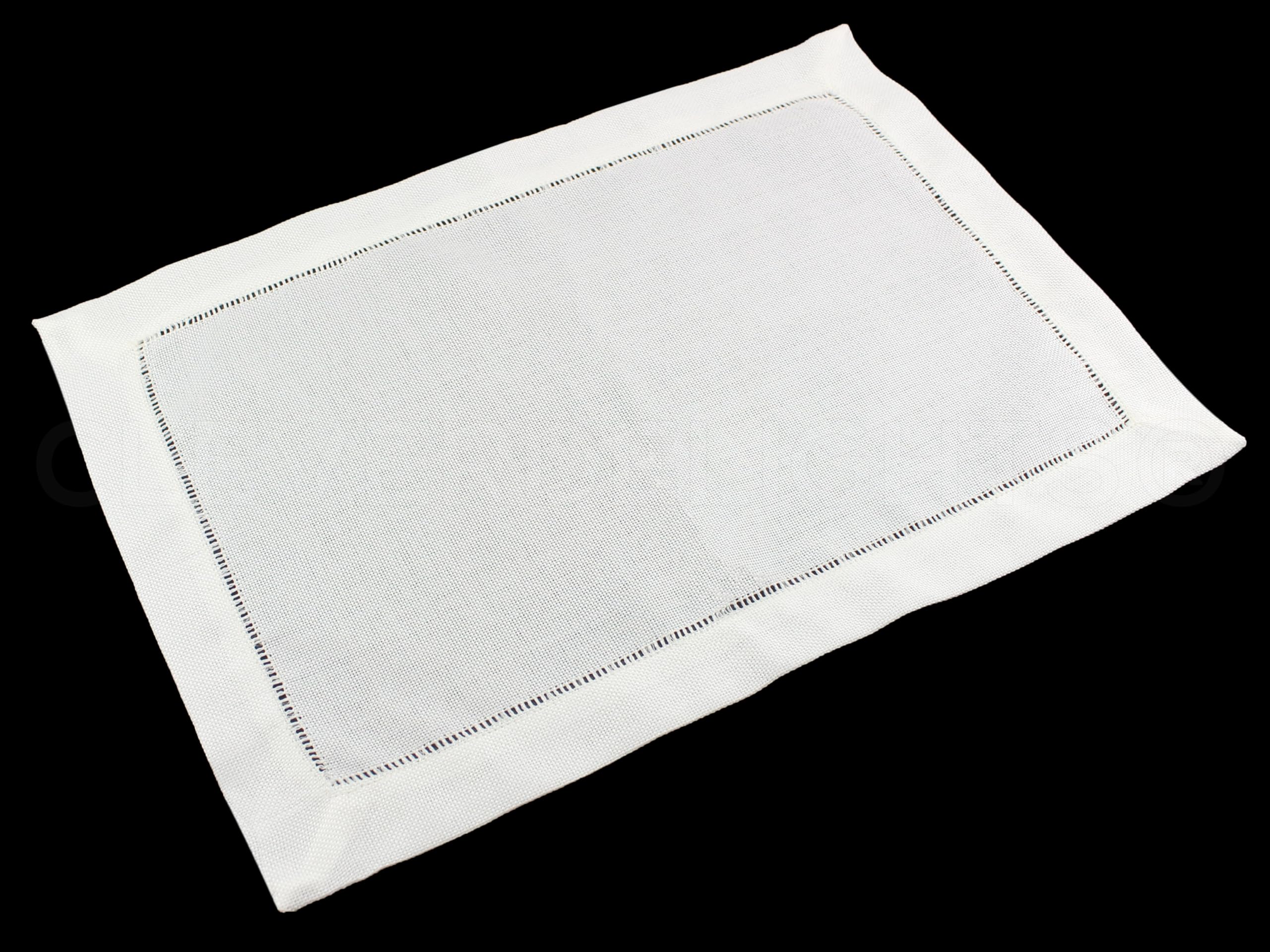 CleverDelights 6 unidades de manteles individuales cosidos con dobladillo – 14 x 20 pulgadas – blanco – fácil cuidado y lavable