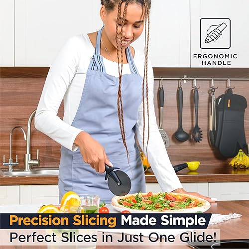 Miniatura 2 de Deiss Lux - Cortador de pizza resistente con cortador de ruedas, rueda de acero inoxidable afilada y suave con mango antideslizante de fácil agarre,