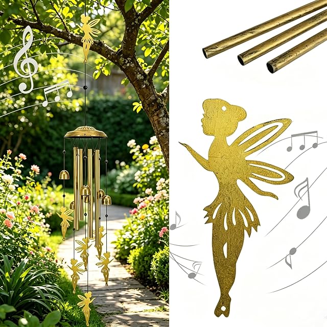 Chimes à vent pour l'extérieur Unique - Grande fleur Fée Jardin Sympathie Chimes du vent Décor extérieur, Maison/Lawn/Porch/Patio/Yard Décorations, Cadeaux du festival commémoratif pour maman/Mères/Grande-mère