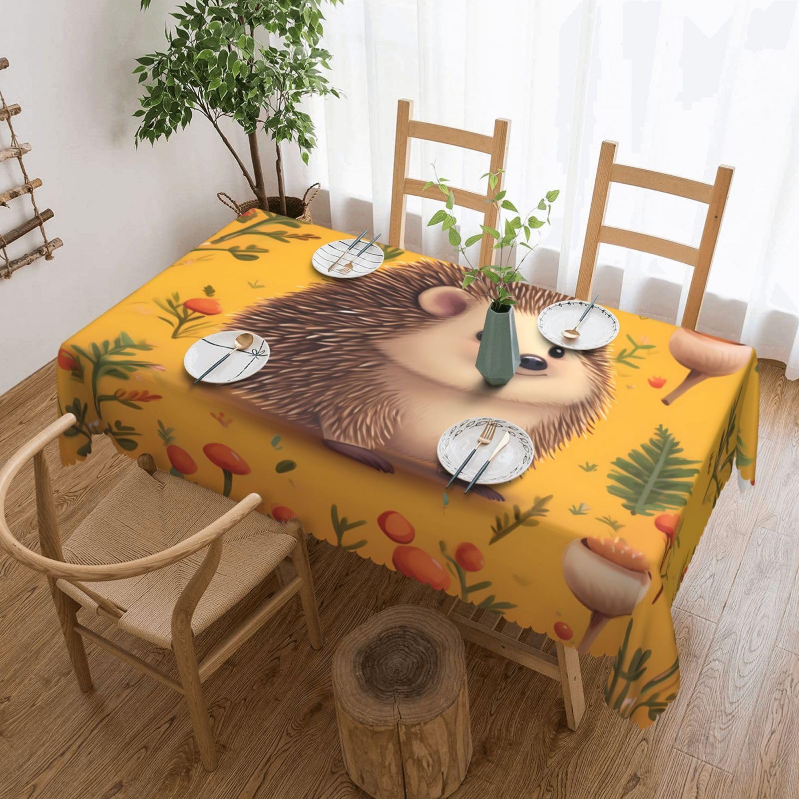 Fodpand Black Hedgehog Tablecloths For Rectangle Tables 72 X 54 Inches - Reusable And Washable Table Clothes Decorative Table Cover For Dining Tables, Buffet Parties, Wrinkle Resistant