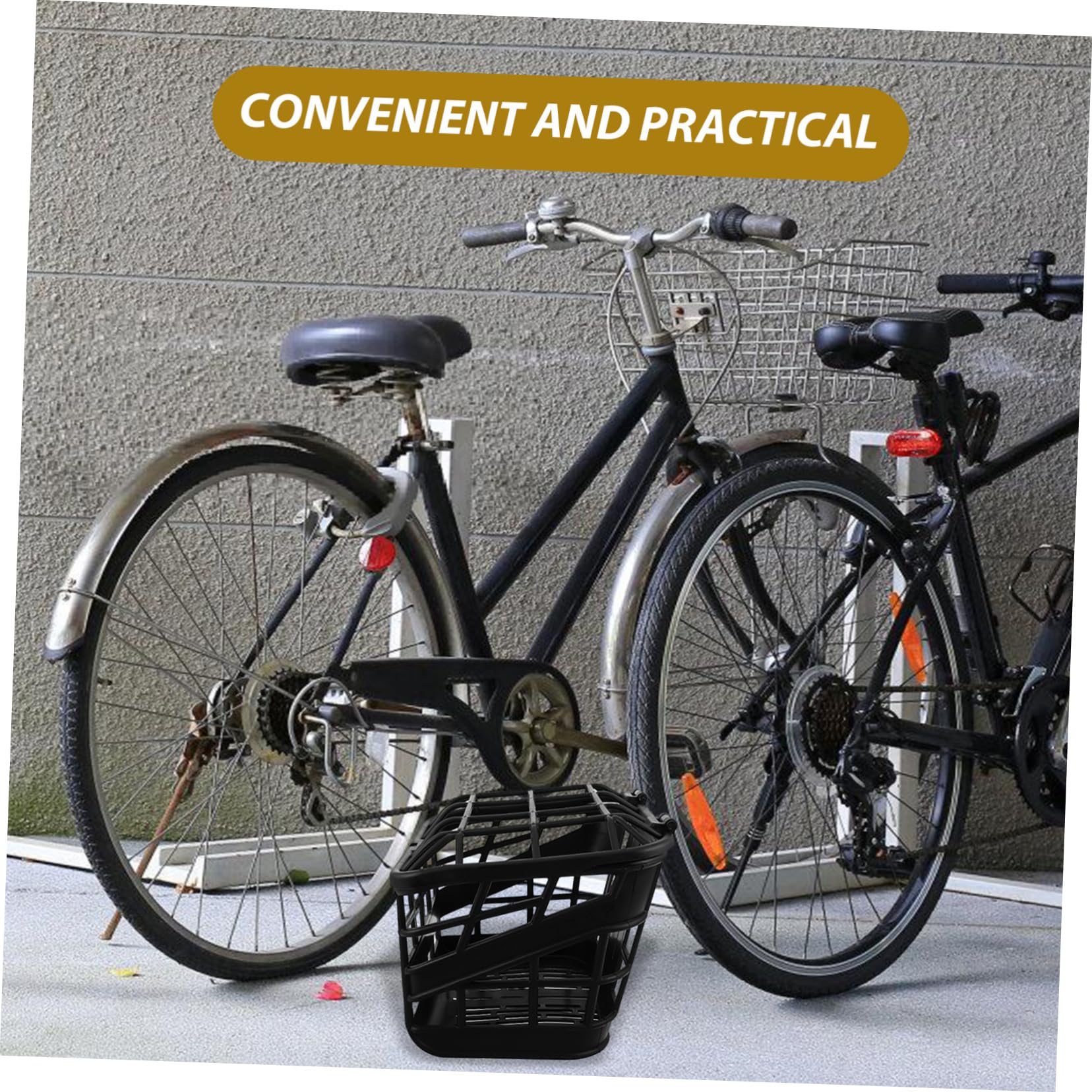 Cesta Delantera de Plástico para Bicicletas Infantiles con Tapa, Negra
