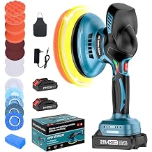 Cordless Car Buffer Polisher, 6 Inch Dual Action Polisher Kit With 2Pcs 21V 4.0Ah Rechargeable Battery, 6 Variable Speed 5500RPM Car Buffer Polisher For Car Detailing, Polishing, Waxin