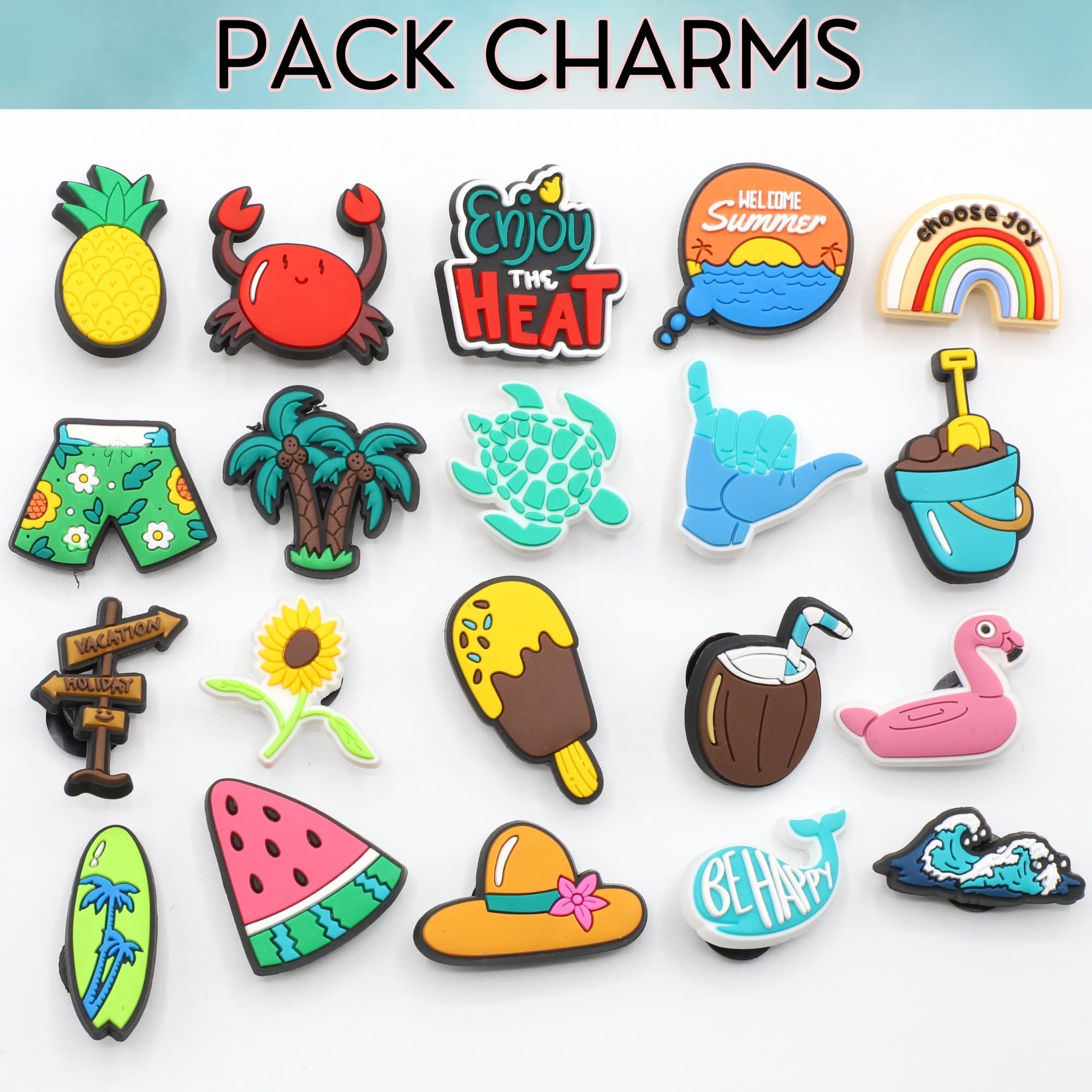 Adornos y Decoración para Crocs, Colgantes de Verano, Pack 20 Unidades