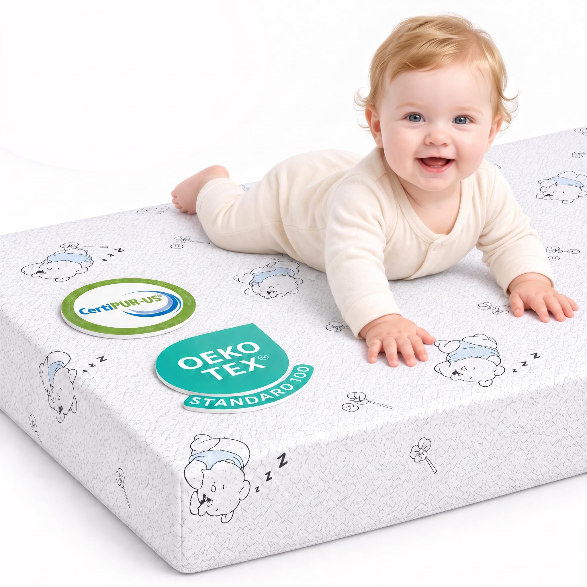 Pack and Play Mattress, Dual Sided Memory Foam 38"x26"x3", Firm &amp; Soft for Baby &amp; Toddler 0-3 Years, Certified &amp; Waterproof Washable Playard Mattress