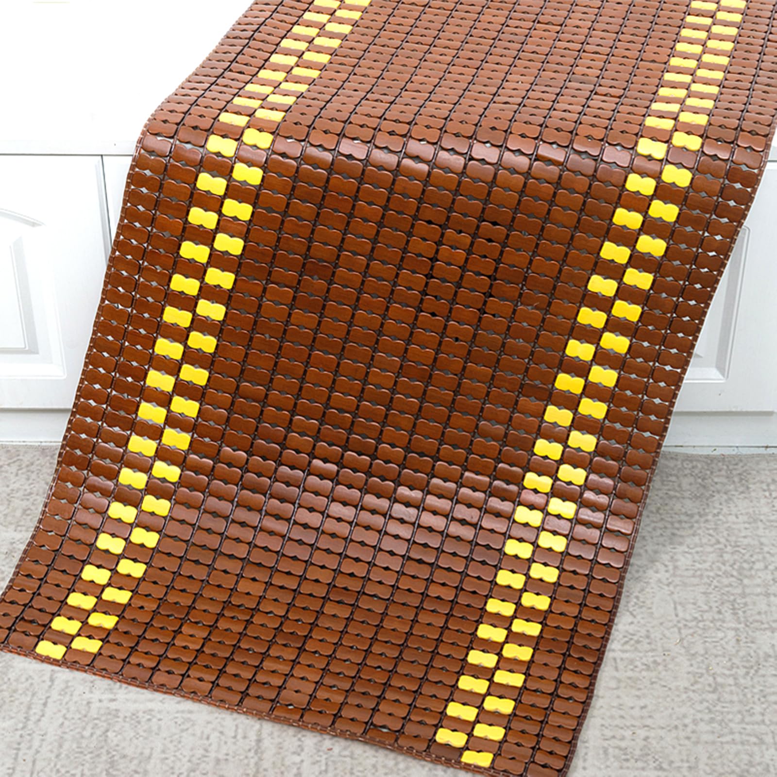 Natural Colchoneta para Bamboo Colchón,Mahjong Esterilla de Bambú de Hielo,Refrescante Transpirable Colchoneta de Verano Plegable,para Sala de Estar,Sofá,Cama,Ancho X Largo (55x180cm)