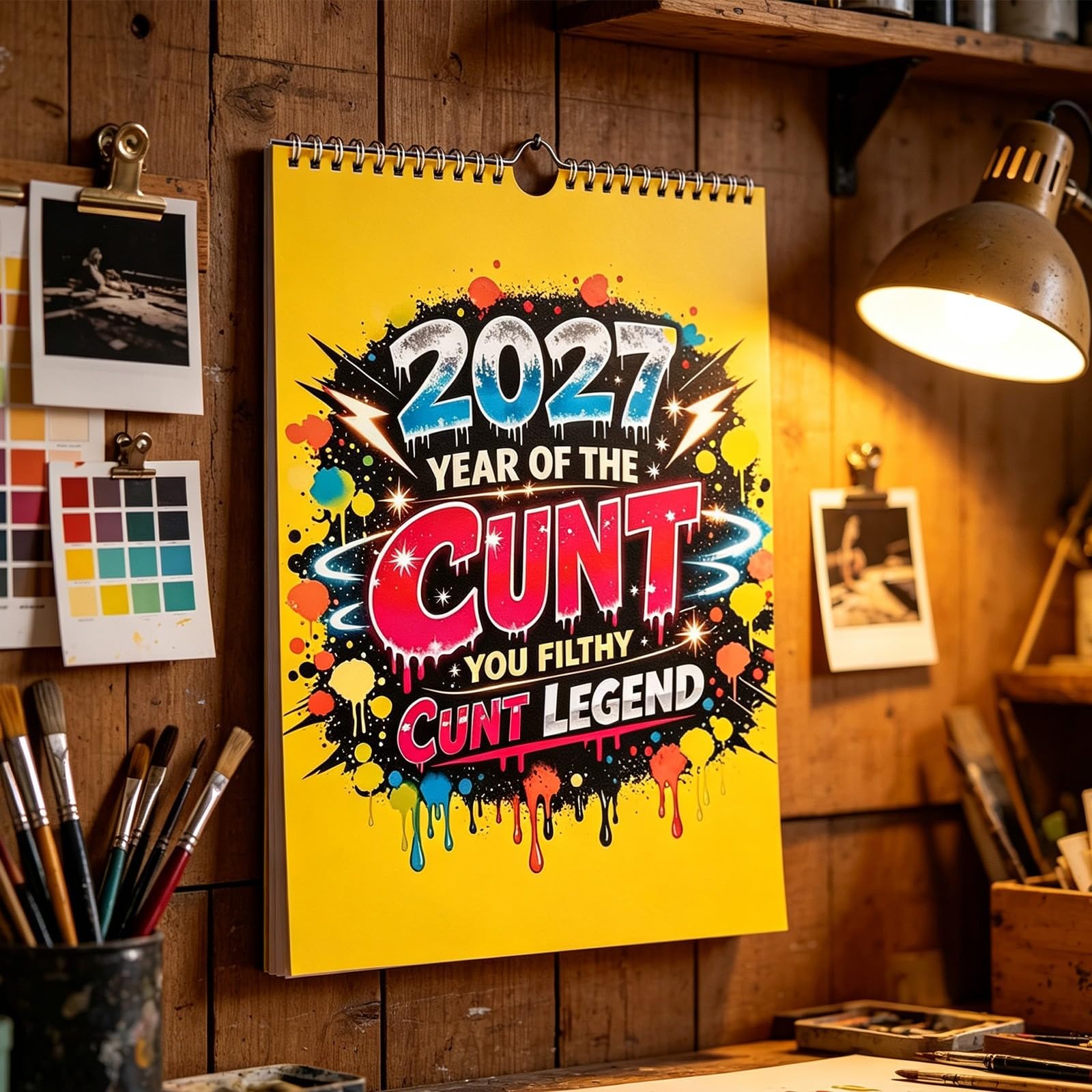 2027 Year of the Cunt Wall Calendar, Bold Graffiti Humor Calendar，1PC