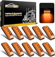 Vista 9 de Partsam 10 luces LED de 3.9 pulgadas, impermeables, color rojo, 3 LED, para remolque, camión, barco, DC12 V, luz LED facetada de línea fina