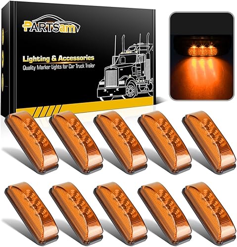 Partsam 10 luces laterales ámbar de 3.9 pulgadas con 3 LED aprobadas por DOT, indicadores para remolque, camión, caravana, cámper, UTV, sellado