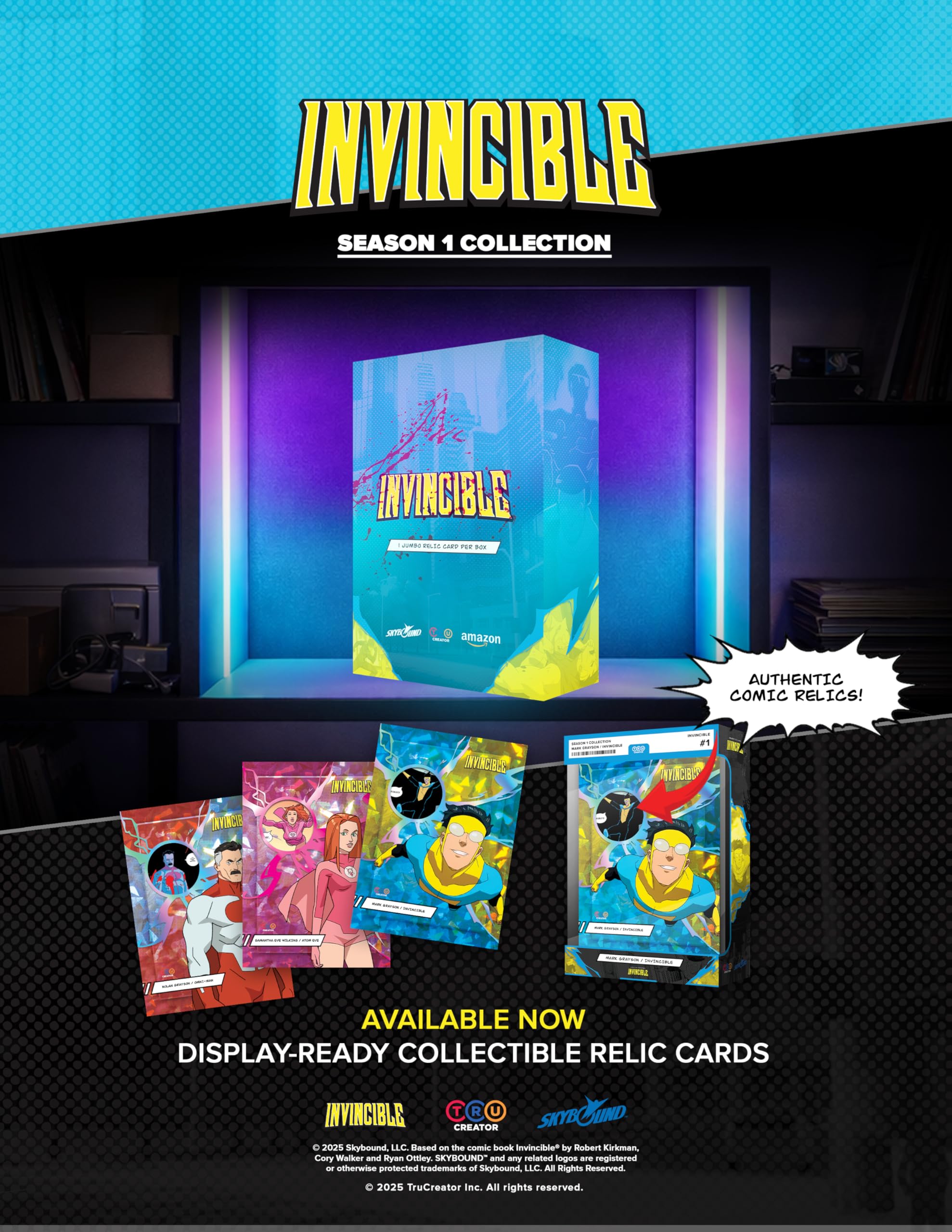 Invincible Stagione 1 Collezione Blind Box – 1 Jumbo 5x7 pollici Prodotto con Licenza Ufficiale Comic Relic Trading Card – Reliquie Fumetti