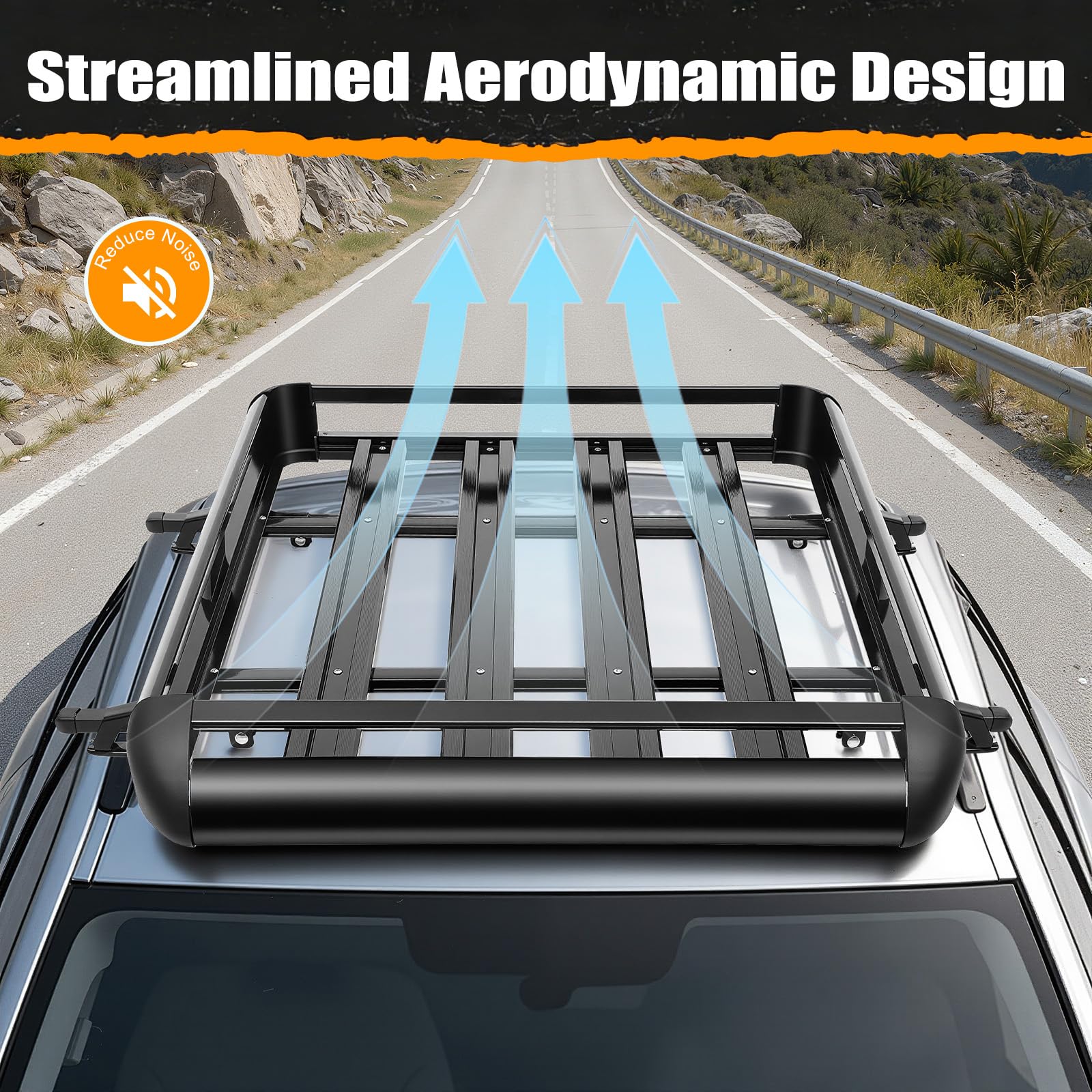 Dachkorb Universal SUV Dachgepäckträger Gepäckkorb Dachrack 127x97cm | Universal SUV-Dachkorb (127x97cm) aus wetterfester Aluminiumlegierung mit 68kg Traglast für Urlaubsreise und Camping.