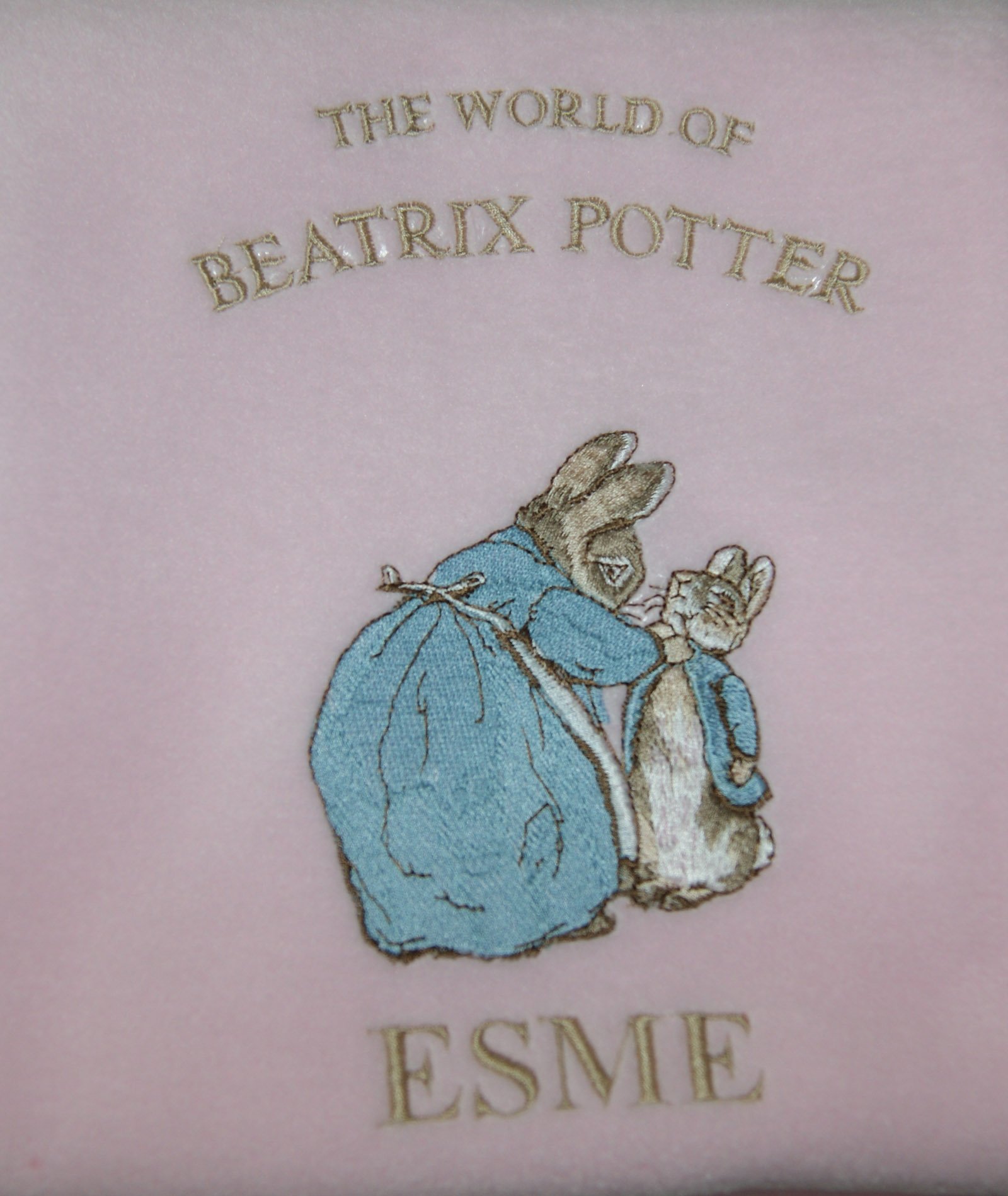 Girls Personalised Peter The Rabbit Baby Super Soft Fleece Blanket. (Pink)