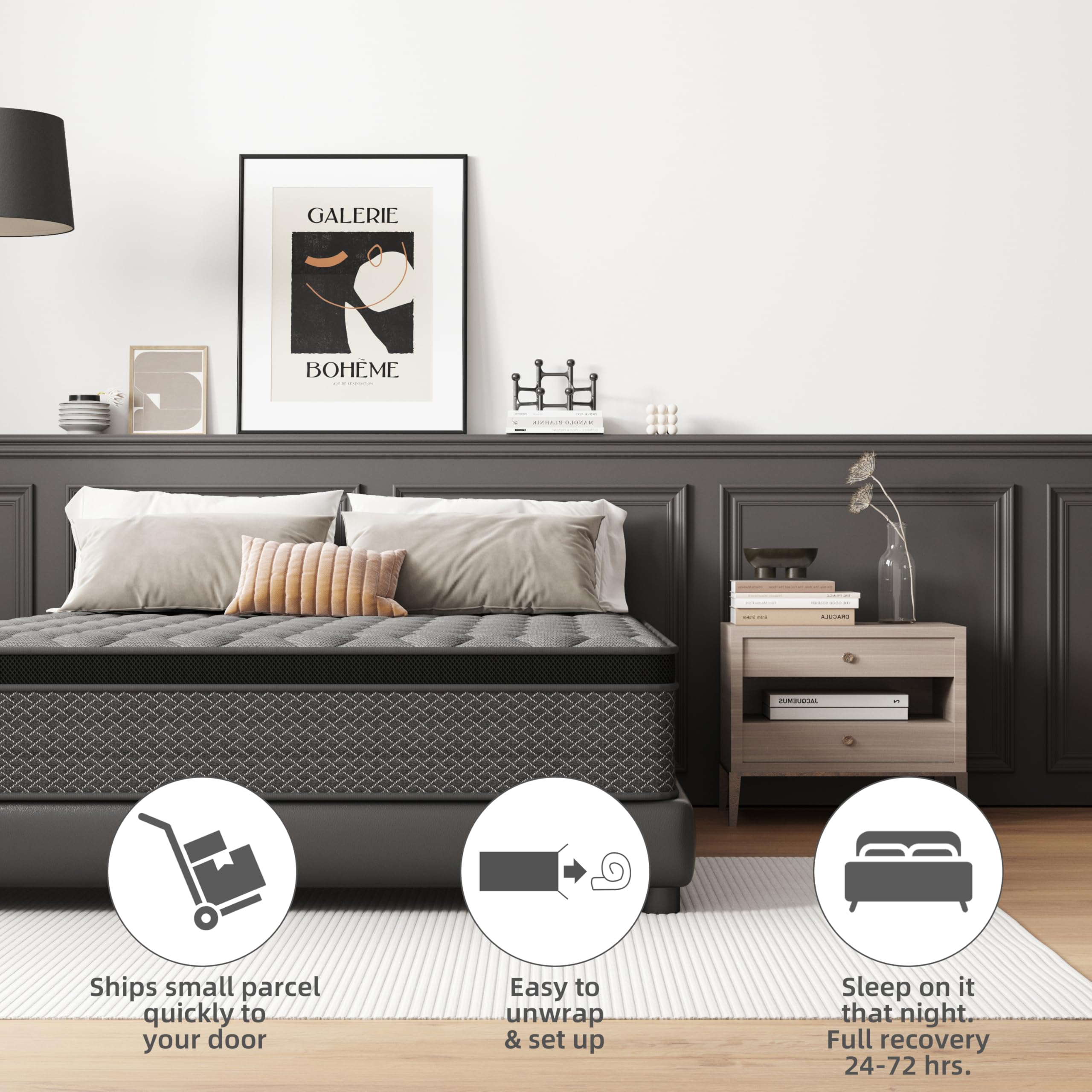 Matratze 180x200 cm Boxspringbett Härtegrad H3, Geeignet für Kinder und Erwachsene, Öko-Tex Zertifiziert, Ergonomische 7 Zonen Matratze Höhe 20 cm