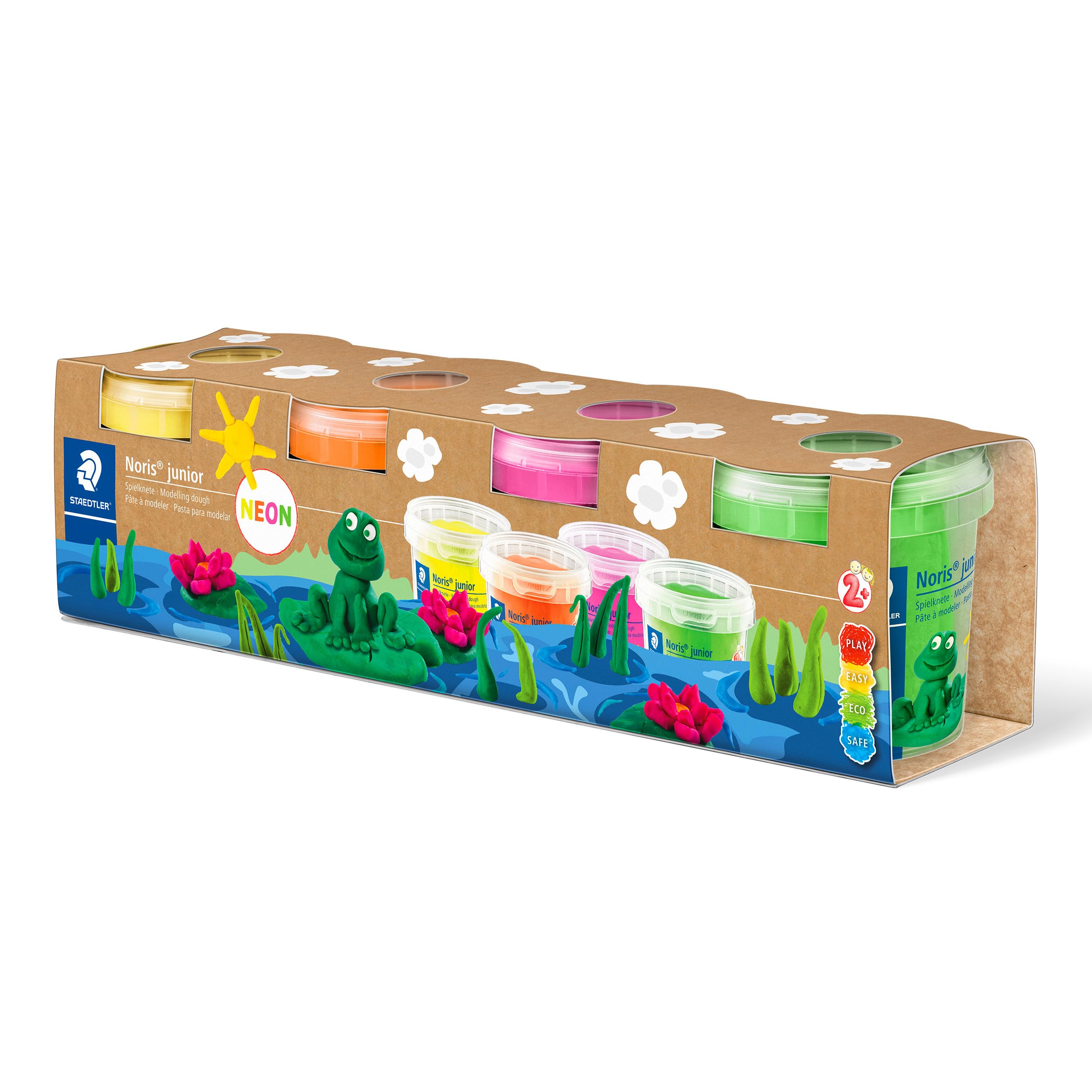 STAEDTLER Kids Modelling Dough - Noris Junior - 4 Assorted Colours - Set of 4, 813F SLE