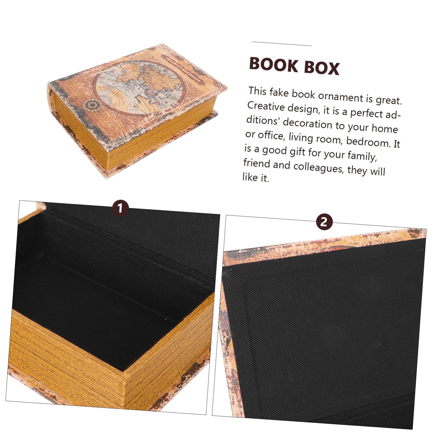 TOYANDONA Caja Decorativa de Madera Retro Forma de Libro Falso Caja de Almacenamiento con Tapa Abatible Diseño Creativo para Decoración de Escritorio y Hogar Mediano