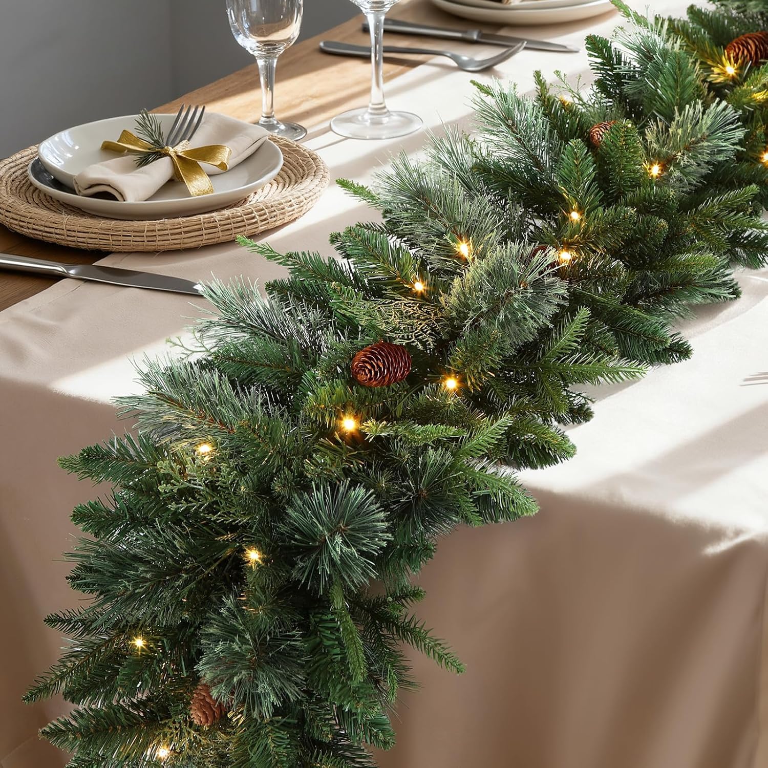 SIMILAR OasisCraft 9FT Christmas Garland with Pine Cones, Prelit Christmas Garland Greenery Outdoor Lighted Pine Garland, Mantle Garland Christmas Holiday Decoration Indoor (Pinecone, 9ft)