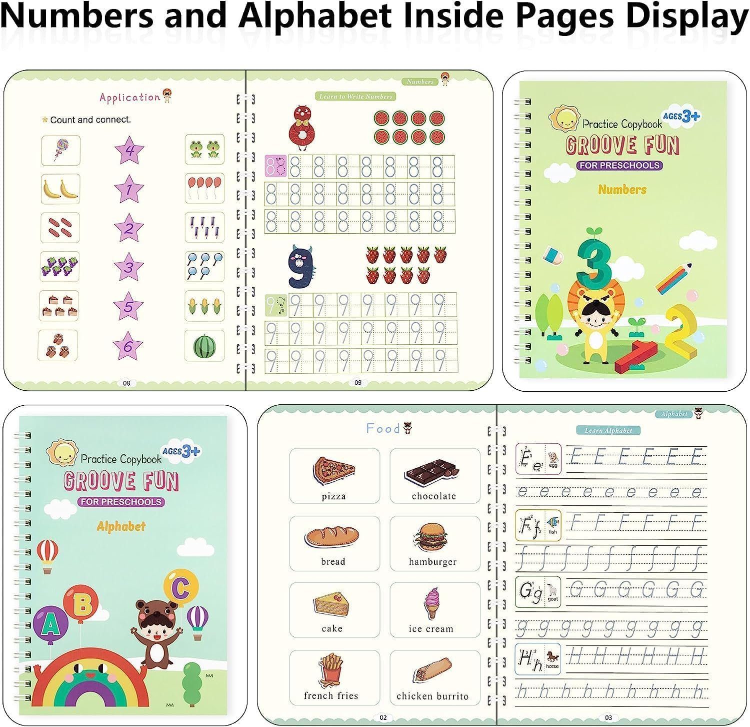 4 Pack of Grooved Writing Books for Kids,Magic Copy Books,Reusable Writing Practice Workbook for Kids Age 3-5 Kindergarten Preschool Calligraphy - Image 5