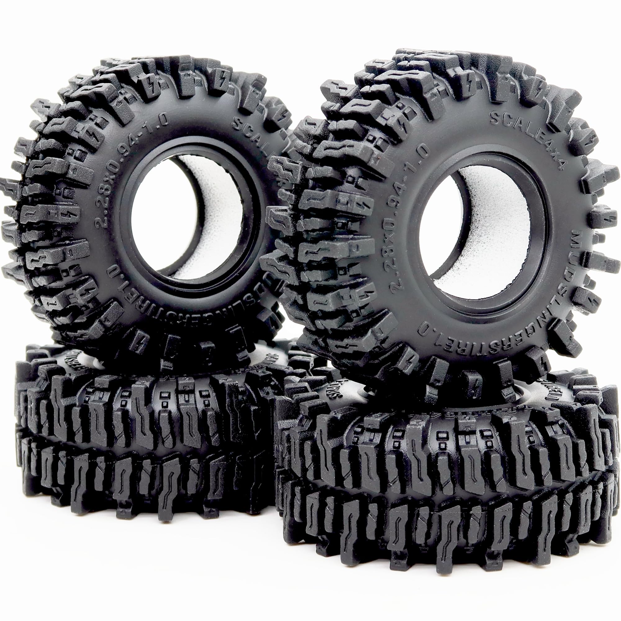 HOBBYSOUL 1.0 Crawler Tires 58mm Tall Mud Slingers 4-Pack Fit TRX4M SCX24