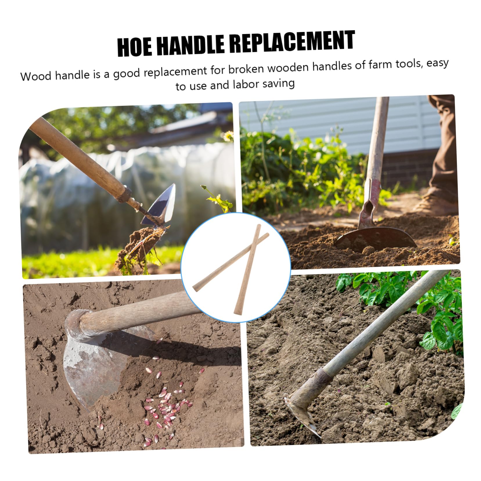 BESPORTBLE 2 Pièces Manche De Houe Bois De Rechange pour Outil De Jardinage Manche De Rechange pour Houe Outil