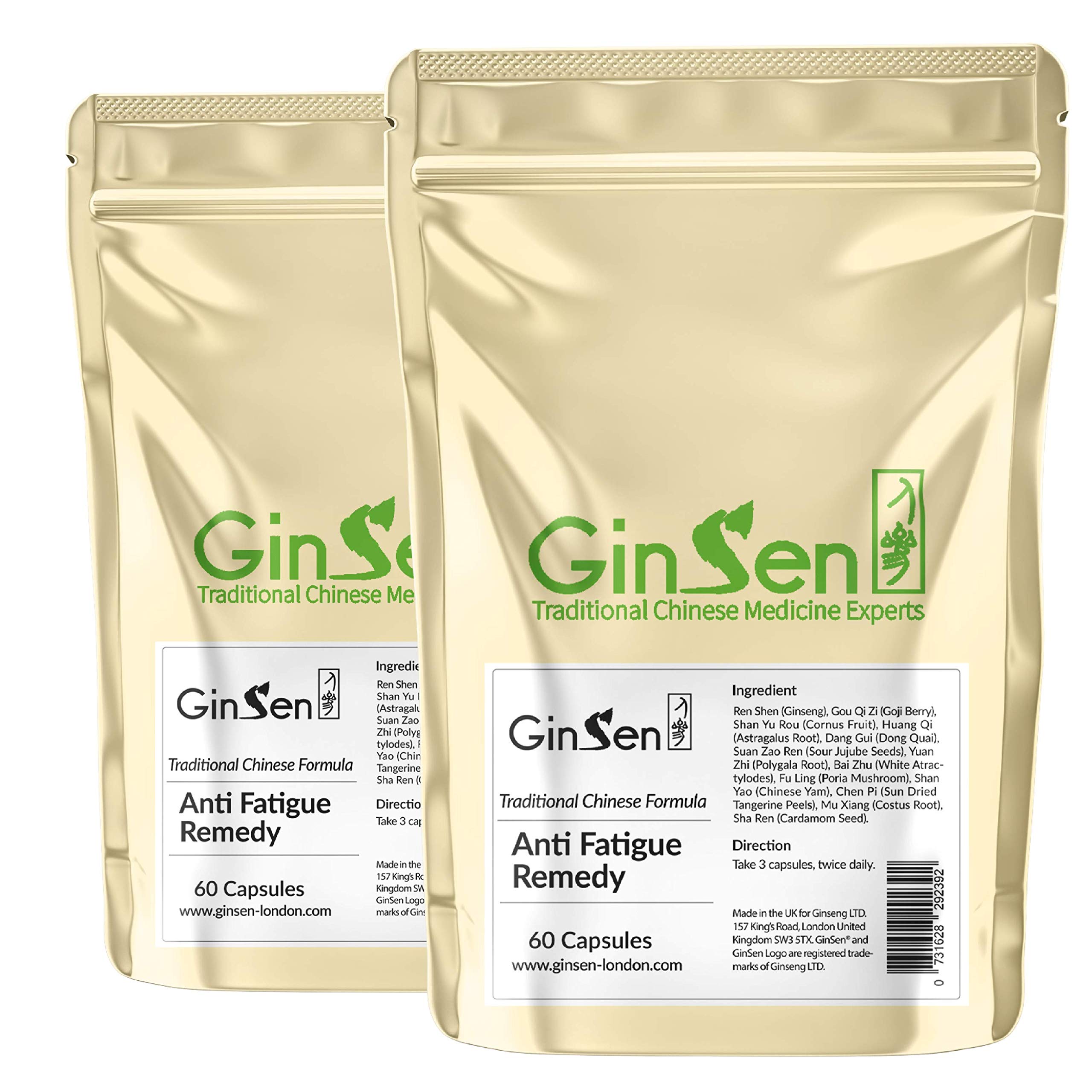 GinSen® Anti-Fatigue Remedy Helps with Low Energy, Weakness, Dizziness, Improved Focus, Herbal Supplement, Food Supplement, Natural Chinese Medicine, Made in UK (120 Capsules)