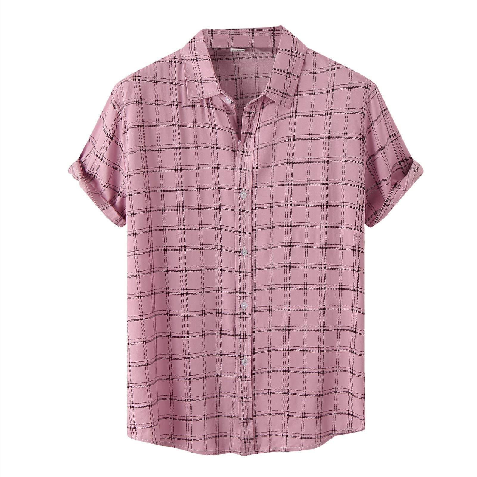 Patterned Tops Mens Short Scoop Neck Short Sleeve Summer Casual Going Out Tops Button Decoration Loose Comfy Polyester