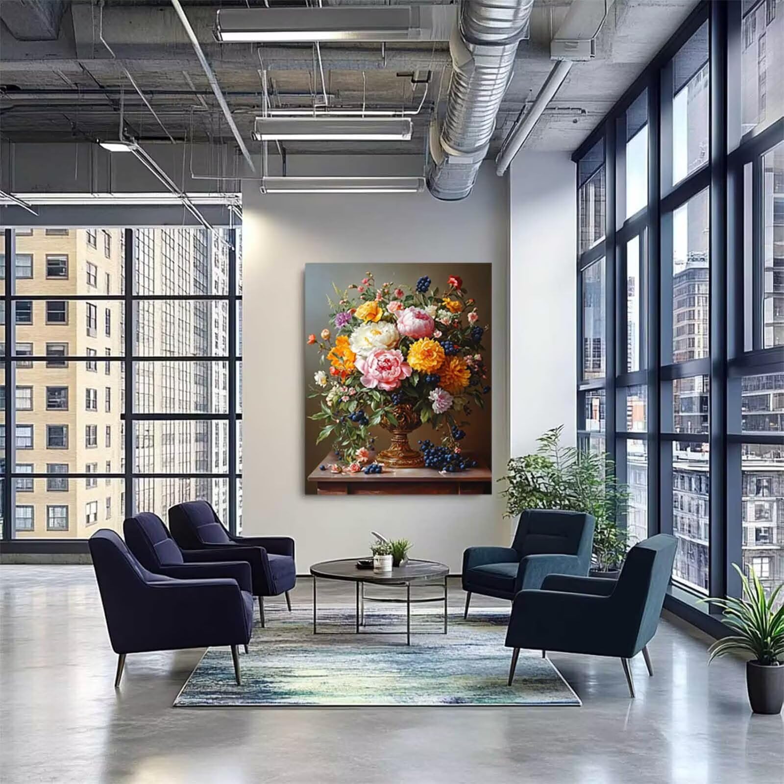 5D Diamond Painting Blaubeere, Diamond Painting Erwachsene Blume, DIY Basteln Erwachsene Kreuzstich Set, Vollbohrer Diamant Gem Crystal Art Kit, Deko Wohnzimmer und Weihnachtsdeko 90x120cm A-3304