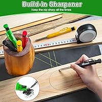 Vista 7 de Hiboom Paquete de 4 lápices de carpintero con 36 repuestos (rojo, negro, amarillo), herramienta de marcado de carpintería resistente de 0.116