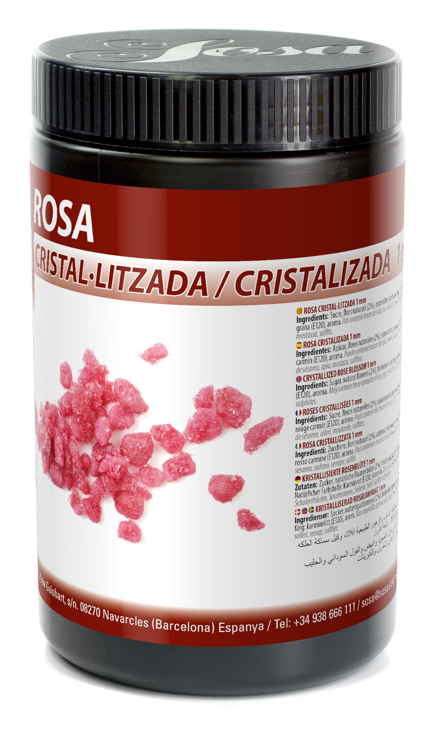 SOSA Pétalos de rosa cristalizados - Ornamento culinaro comestible - Bote 300grs