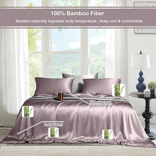 Vista 92 de Juego de sábanas de 4 piezas tamaño King - Cómodas sábanas transpirables y refrescantes - Sábanas de lujo para hotel - Bolsillos profundos de 16