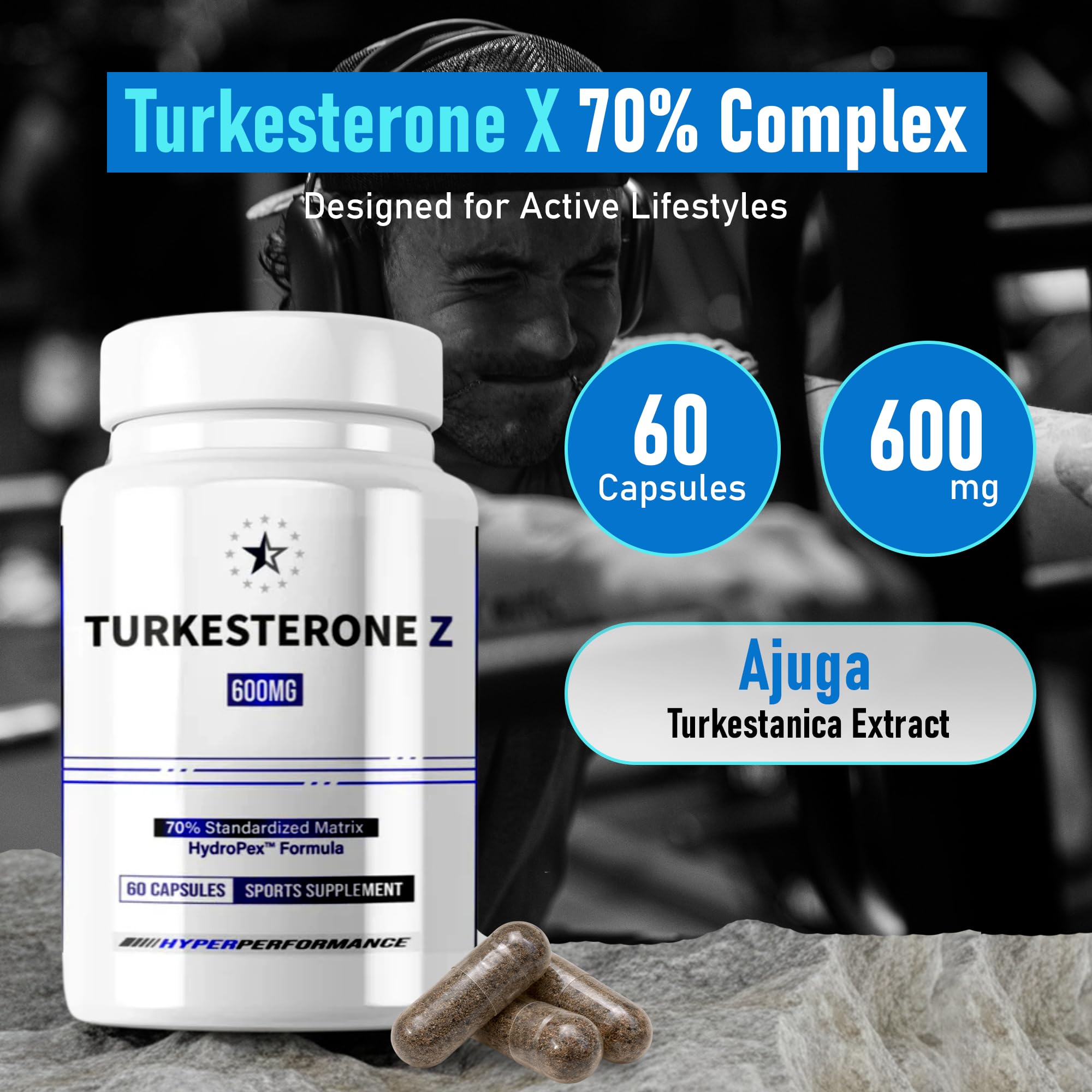 Turkesterone Supreme 70% with HydroPex™ - 60 V-Capsules (600mg) - Apex®