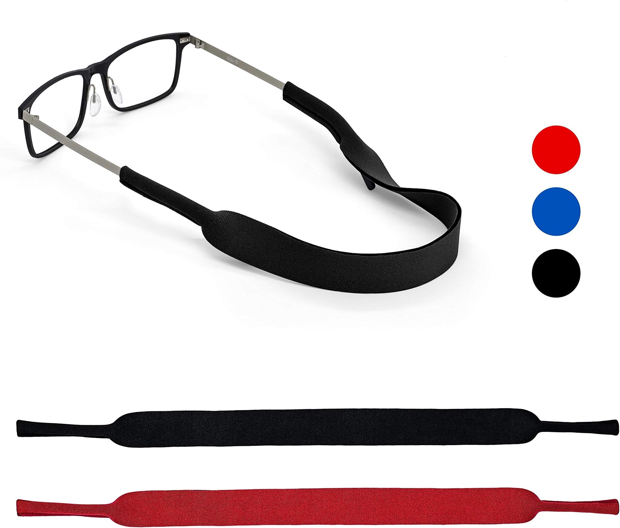 SQV2 Eyeglass Kids Strap Neoprene Eyeglass Holder,Boys, Girls, Baby (0-2 Yrs), Black / Red, 14"-18"