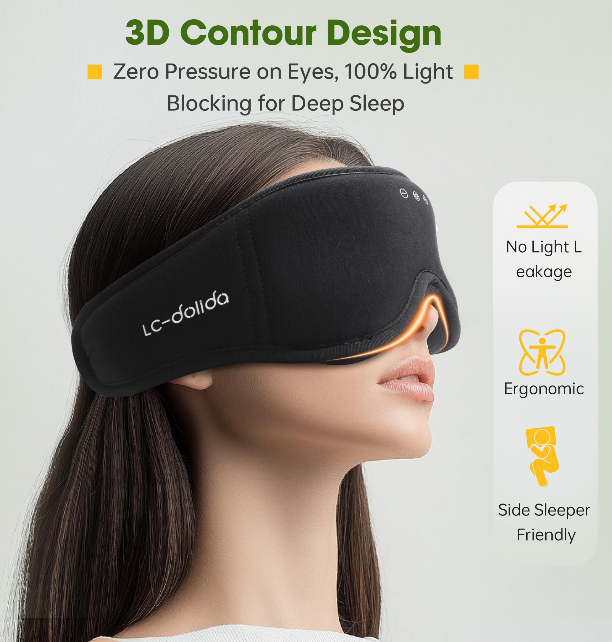 BambooCotton 3D Bluetooth Sleep Mask, LC-dolida 2025 New Sleep Headphones, Wireless Comfort, Sustainable Luxury for Better Sleep