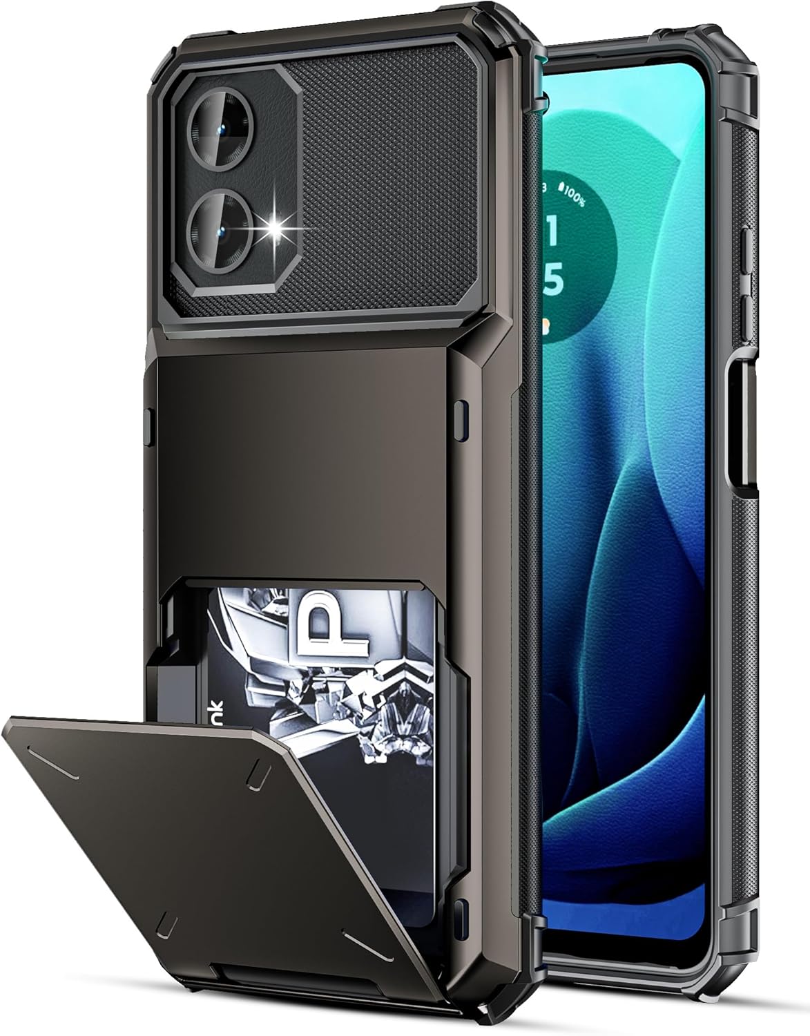 COOYA for Moto G Stylus 2024 Case+Moto G 5G 2024 Case Wallet 5 Credit Card Holder Slot Flip Cover 6.6-inch Bronze