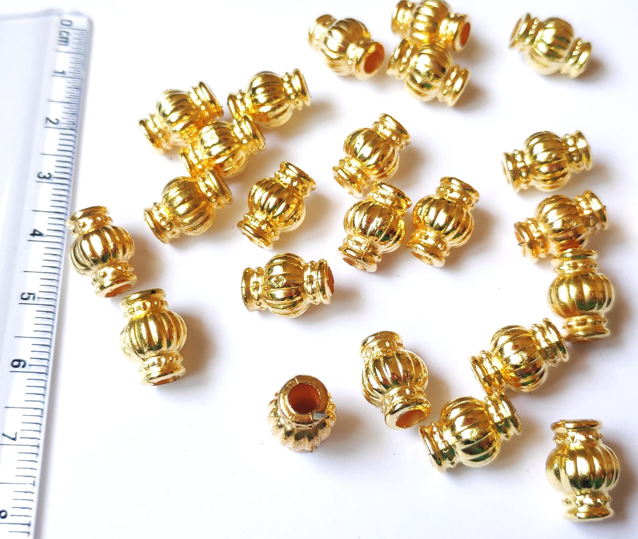 GoSetGet! Golden Color Kalasa/Kumbha/Pot (200pcs) 1.6cm Plastic Beads for Jewellery Making, Arts and Crafts Work, Necklace, Bracelet Earring DIY Kit (Kalasha/Kumbha)