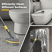 Vista 2 de Cepillo de ducha con mango largo para limpieza, cepillo de ducha extensible 3 en 1 de 56 pulgadas, accesorio intercambiable para limpiar la pared