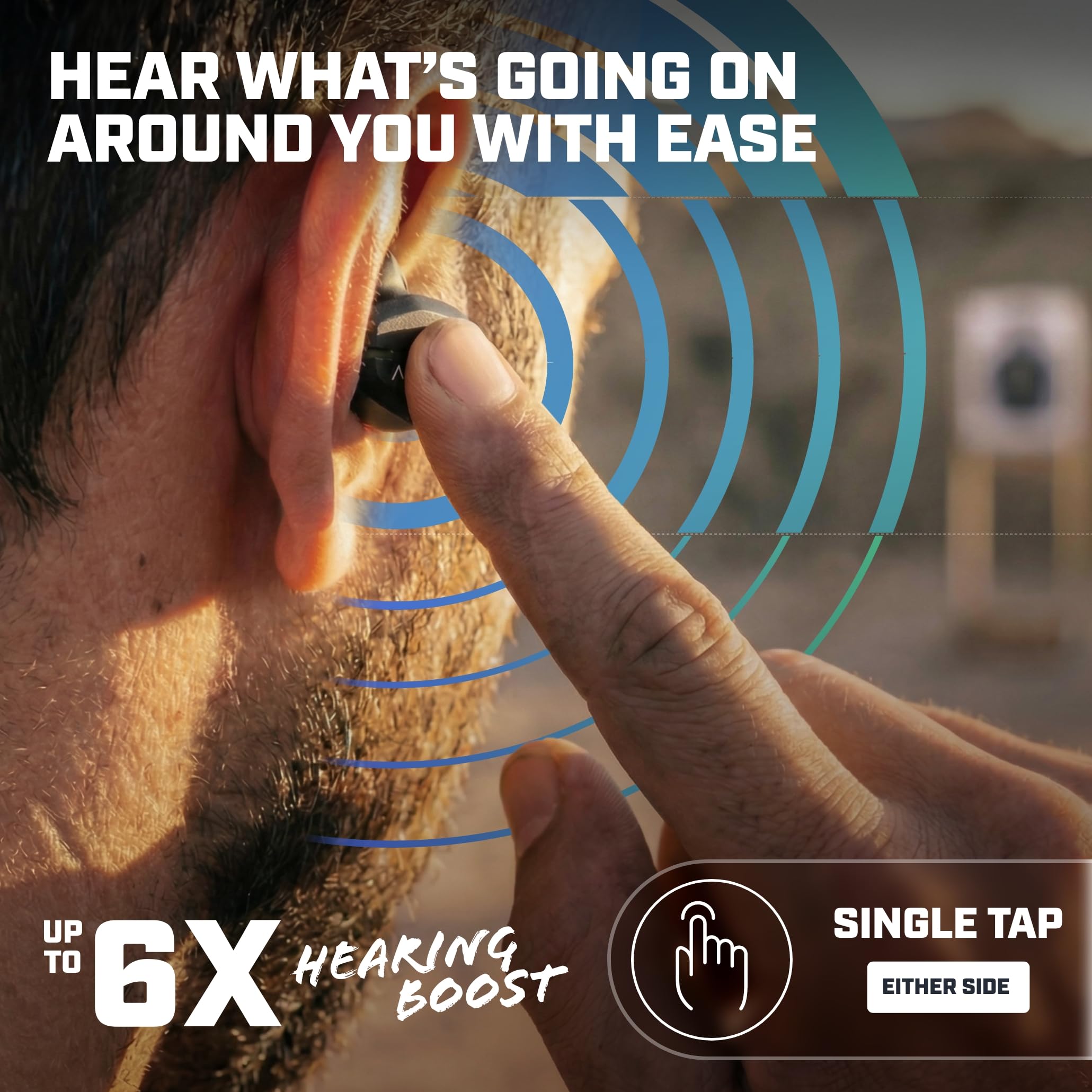 AXIL CRX - Audífonos electrónicos Bluetooth con protección auditiva, hasta 6 veces más de mejora auditiva, protección IP65 resistente al agua, protección auditiva para disparo, cancelación de ruido