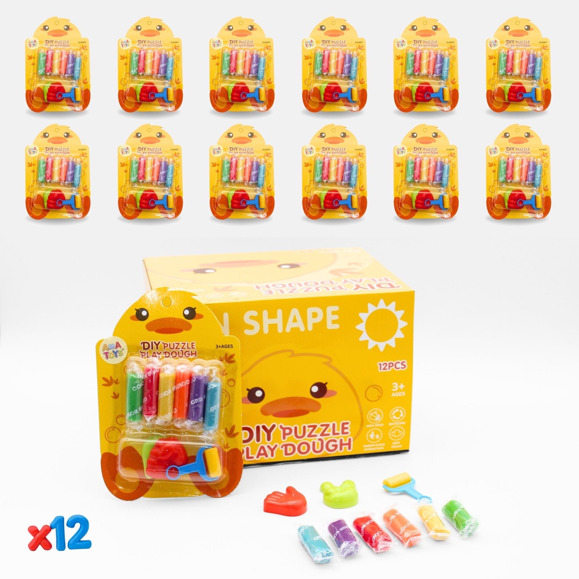Plastilina con Moldes para Niños - Pack de 12 - AMATOYS - Mini Kit de Manualidades para Cumpleaños, Piñatas, Colegio y Detalles Fin de Curso - Regalitos para Invitados (Pato) — view 2