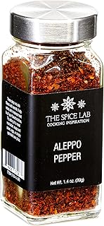 The Spice Lab Aleppo Pepper Chili Flakes Gourmet Crushed Red Pepper Flakes (French Jar) OU Kosher Gluten-Free Non-GMO All Natural - Turkish Spice Blend Used in Harissa Spice or Zaatar Spice