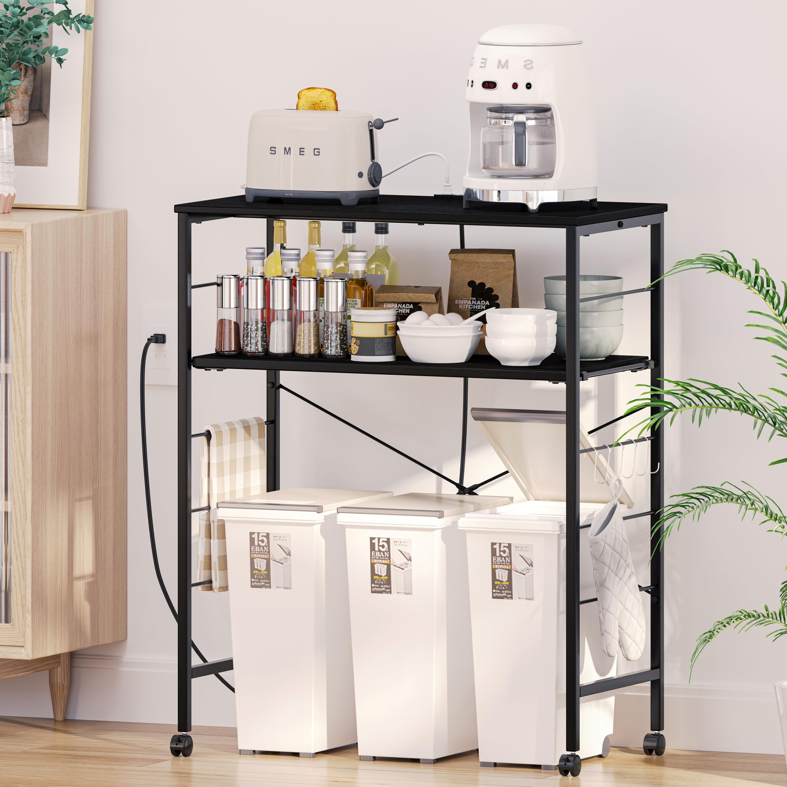 ごみ箱上ラック レンジラック オープンラック プリンタ台 2口