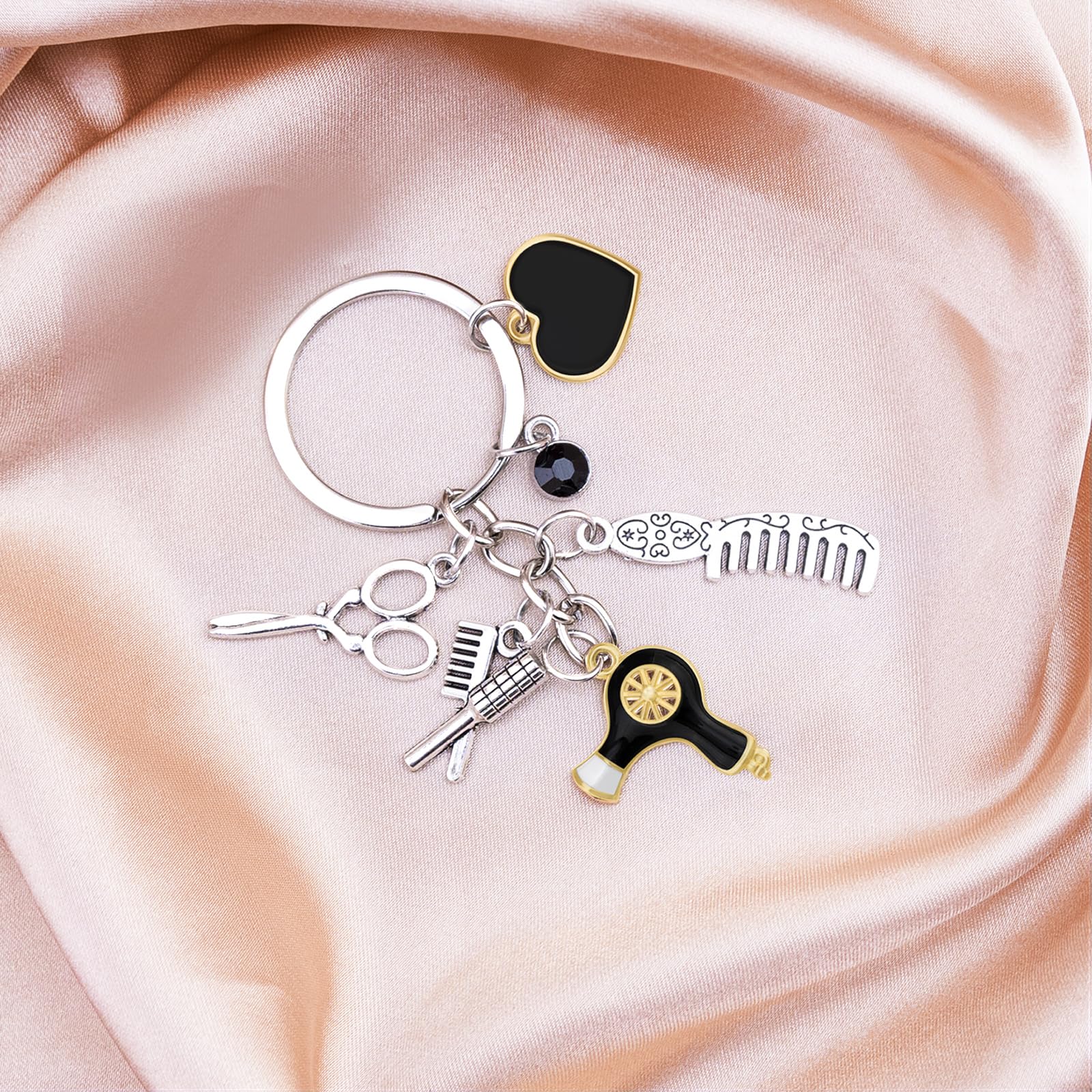 Ikacvb Cute Hair Stylist Gifts Hairdresser Keychain Gifts For Women Men Unique Hairstylist Gift Scissors Comb Charms