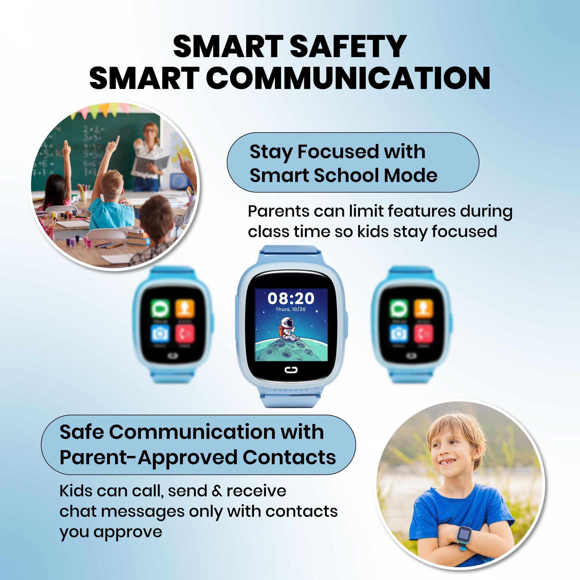 Kids Watch with GPS Tracker, Two-Way Calling, Real-Time Tracking & SOS Alerts - Smart Watch for Kids Call and Text with Geo-Fencing, School Mode, Water-Resistant, Long Battery Life & Parental Controls