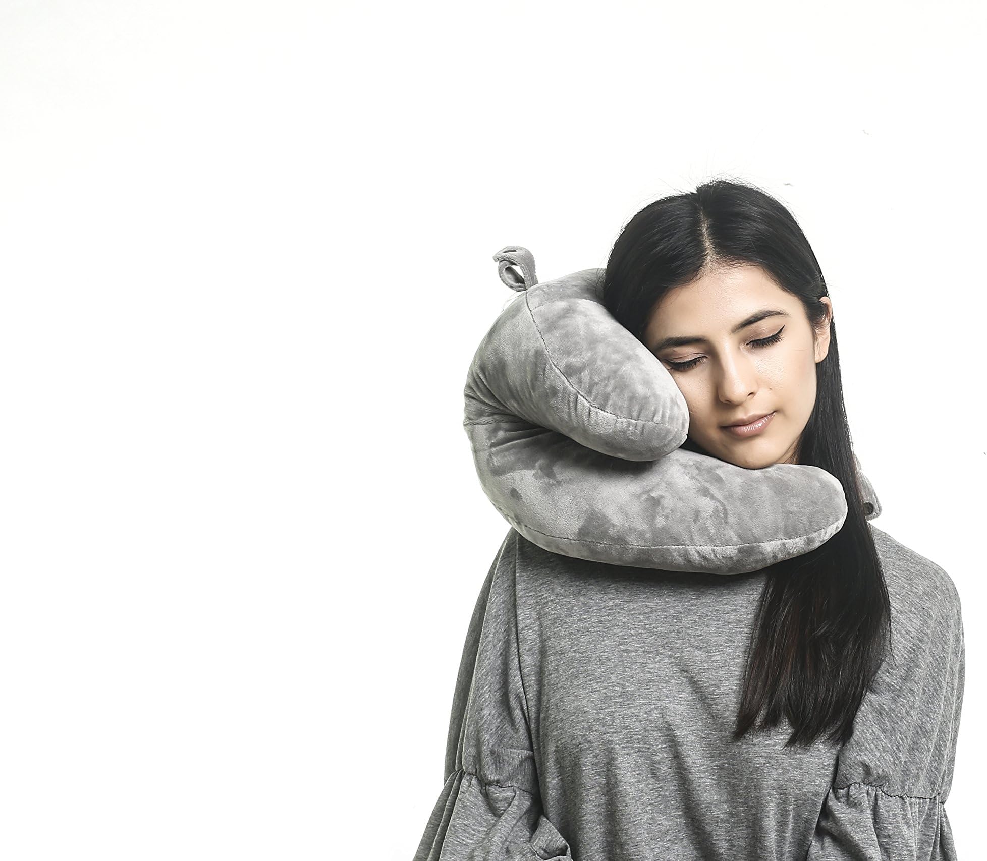 WENDSIM PILLOW----3 In 1 Chin,Neck & Head Supporting Travel Pillow for airplane & Car & train(addtional function Book Seat/Pad stand Pillow & Office Nap Pillow Patent product)Grey Color