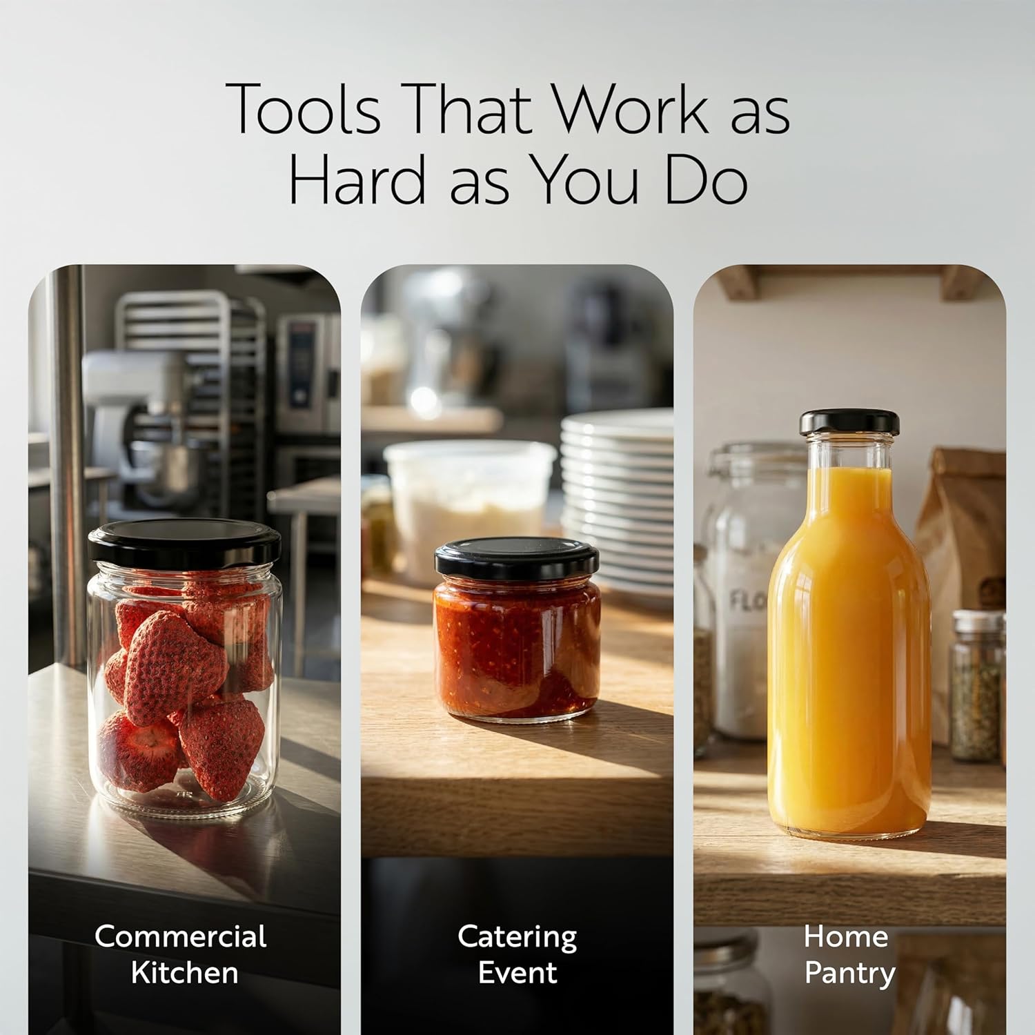 Restaurantware 100 Pack Of Glass Jars, 6 Oz Durable Glass Jars With Lids, Small Mason Jar For Food Reusable Hot And Cold Friendly, For Restaurants And Kitchens, Clear Storage Jar