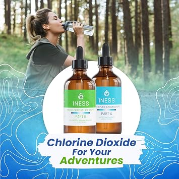 1ness Chlorine Dioxide Kit | 2 Part Liquid 8oz Set | Hydrochloric Acid 4% (HCl) : Sodium Solution 28%