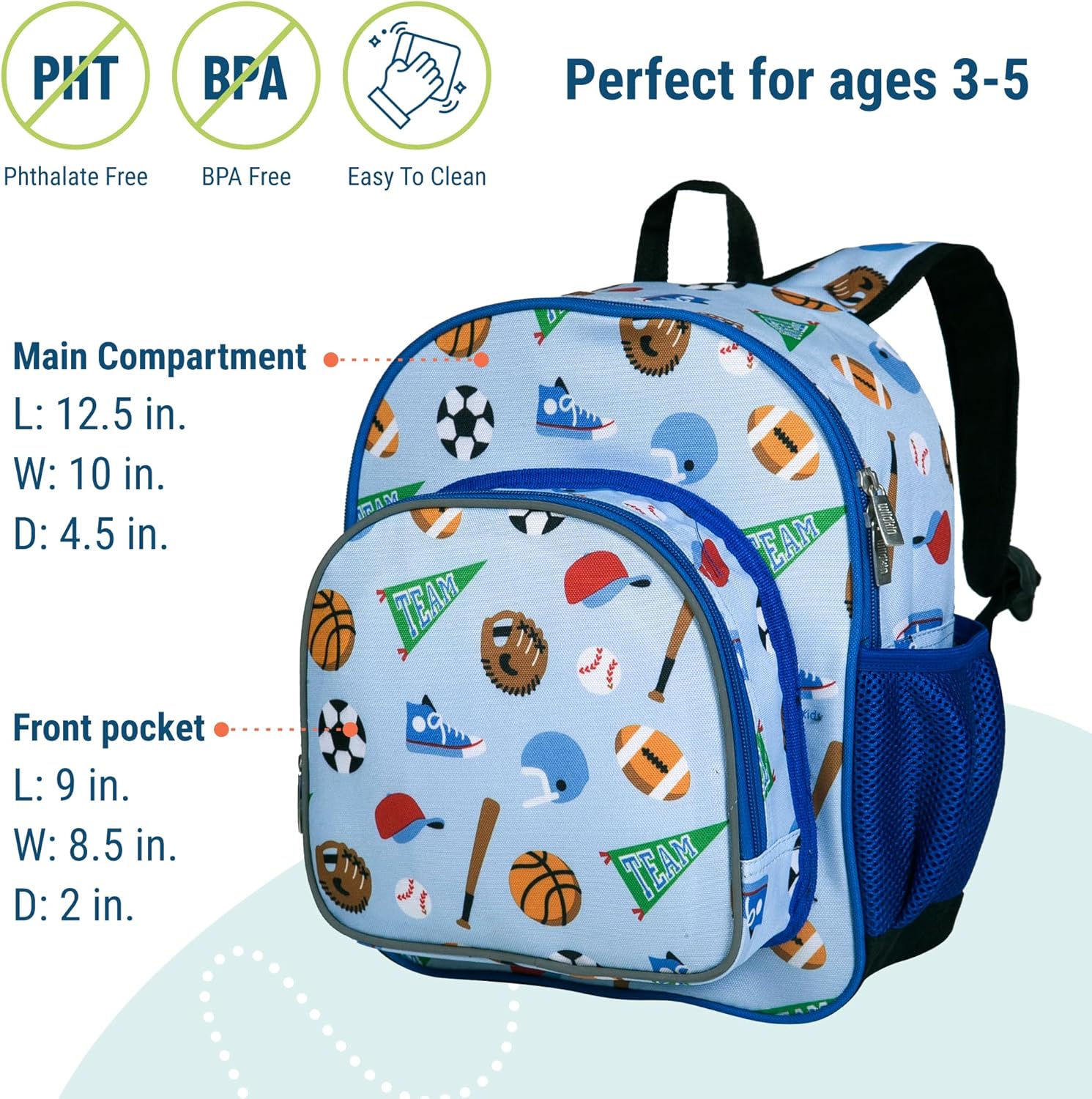 Wildkin 12-inch Kids Backpack – Padded, Adjustable, Ideal for Daycare & Travel - Game On - Image 4