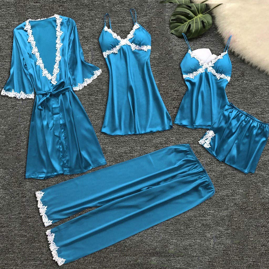 Nachthemden Frauen Nachtwäsche Spitze Sleepwear Sommer Kurz Pyjama Schlafshirts Shorty Nachtwäsche Schlafanzughose Schlafanzugoberteile Einfarbig Hausanzug Schlafkleid Kurz