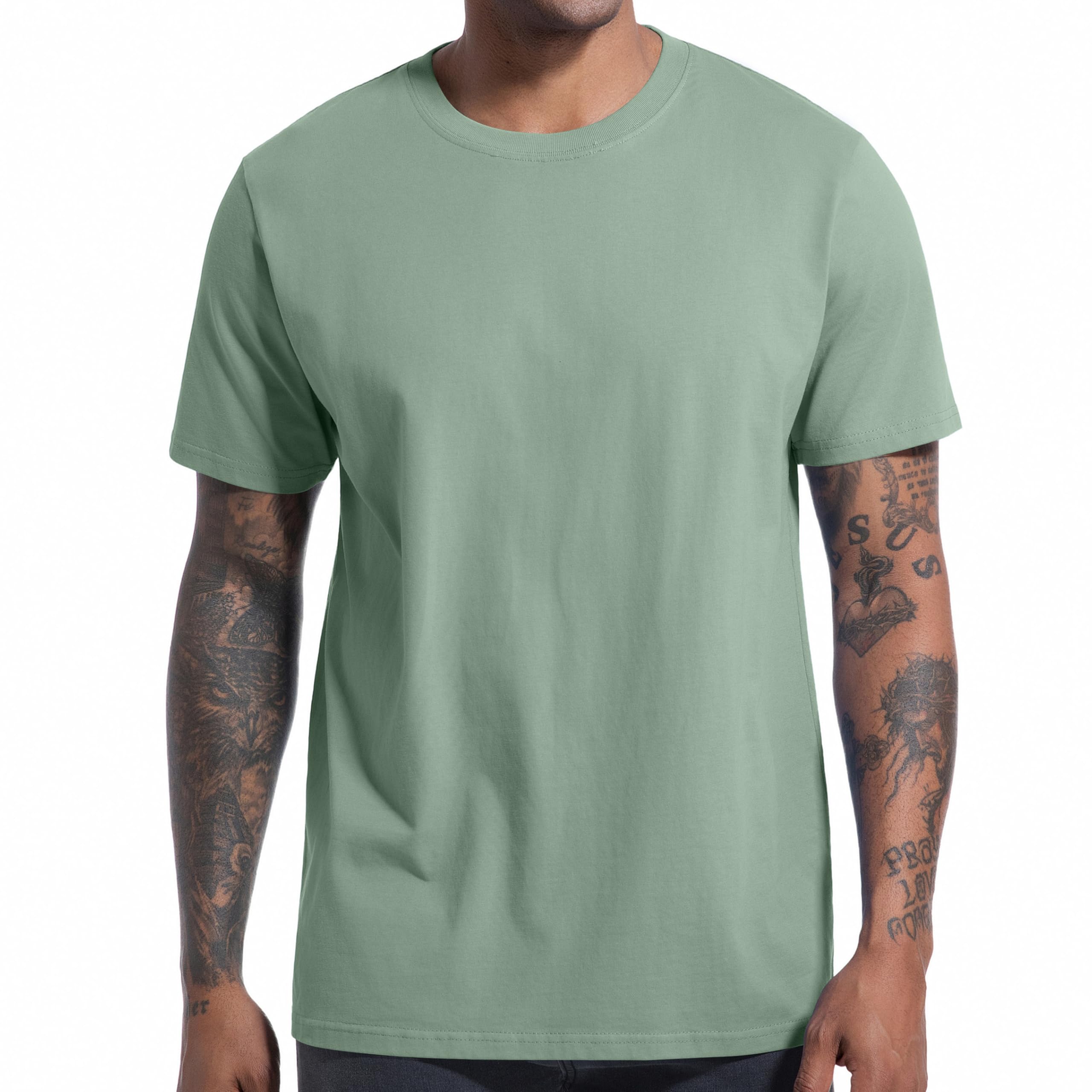 VEIISAR Herren T-Shirt 210 GSM Mittel Weight 100% Baumwolle (vorgewaschen) - Weich & Bequem Stoff Klassisches Basic T-Shirt - Uni-Farbe