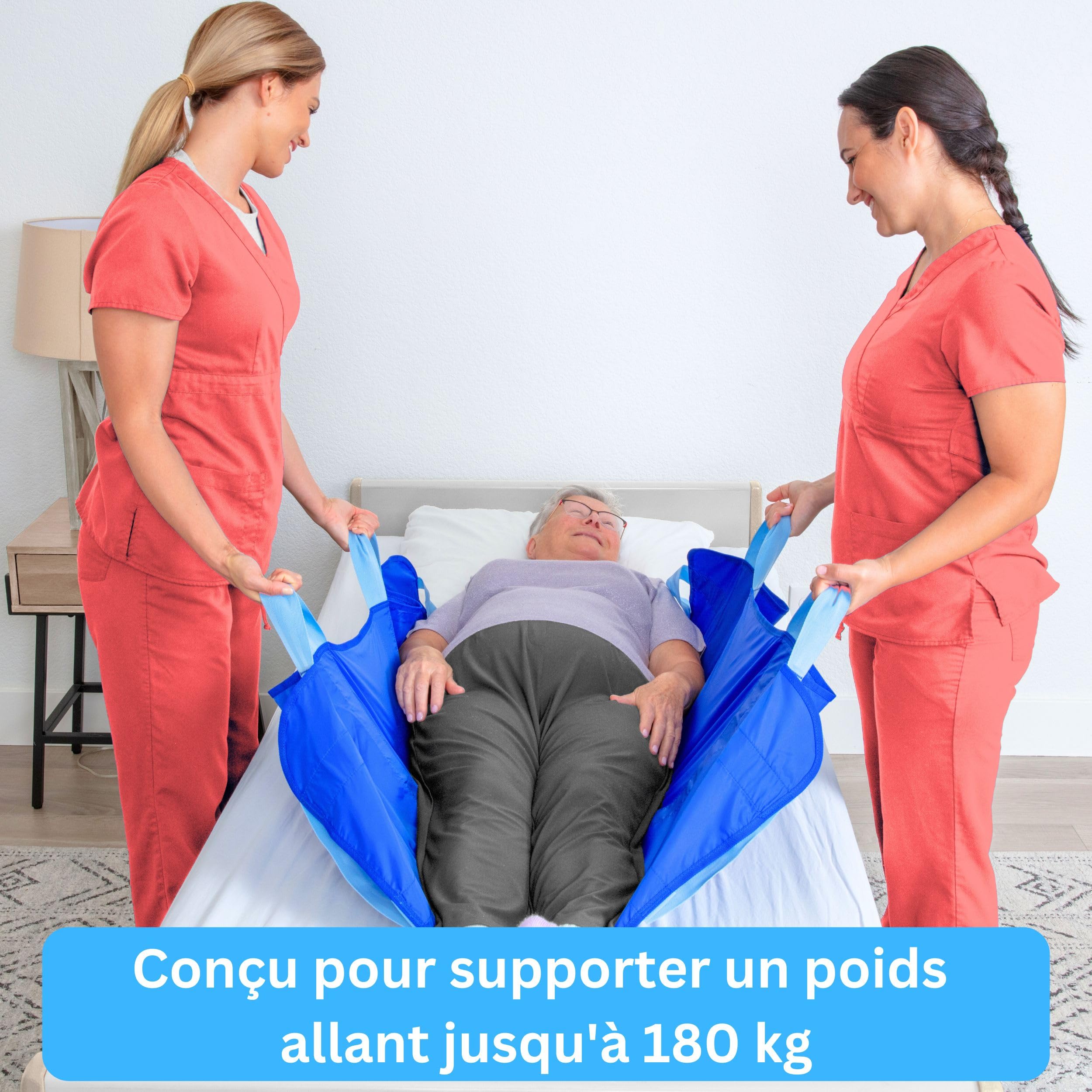 EYRA Drap de Glisse 122×102 cm avec 8 poignées – Drap de Transfert & Aide au positionnement réutilisable et Lavable pour Personnes âgées, Patients alités et mobilité réduite – Supporte Jusqu’à 180 kg