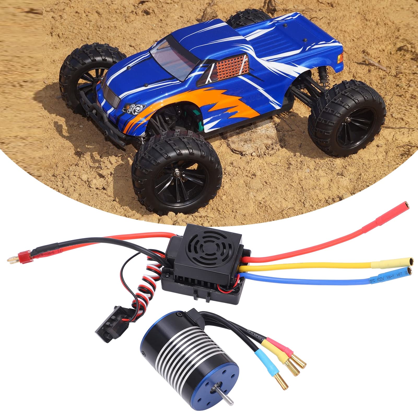 RC 3650 3500KV 4-biegunowy bezczujnikowy zestaw silników bezszczotkowych z ESC do samochodu RC 1/10 Srebrny Czarny