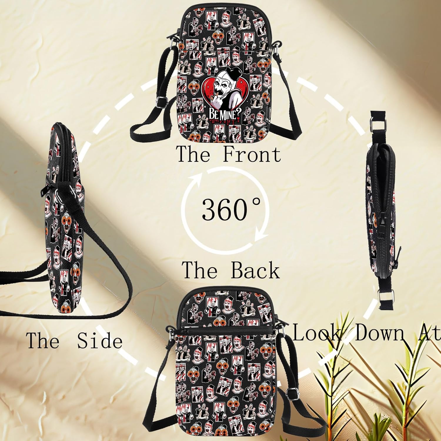 KEYCHIN Horror Clown Crossbody Bag Scary Clown Gifts Be Mine Horror Movie Shoulder Bag Mirror Killer Clown Merchandise - Image 5