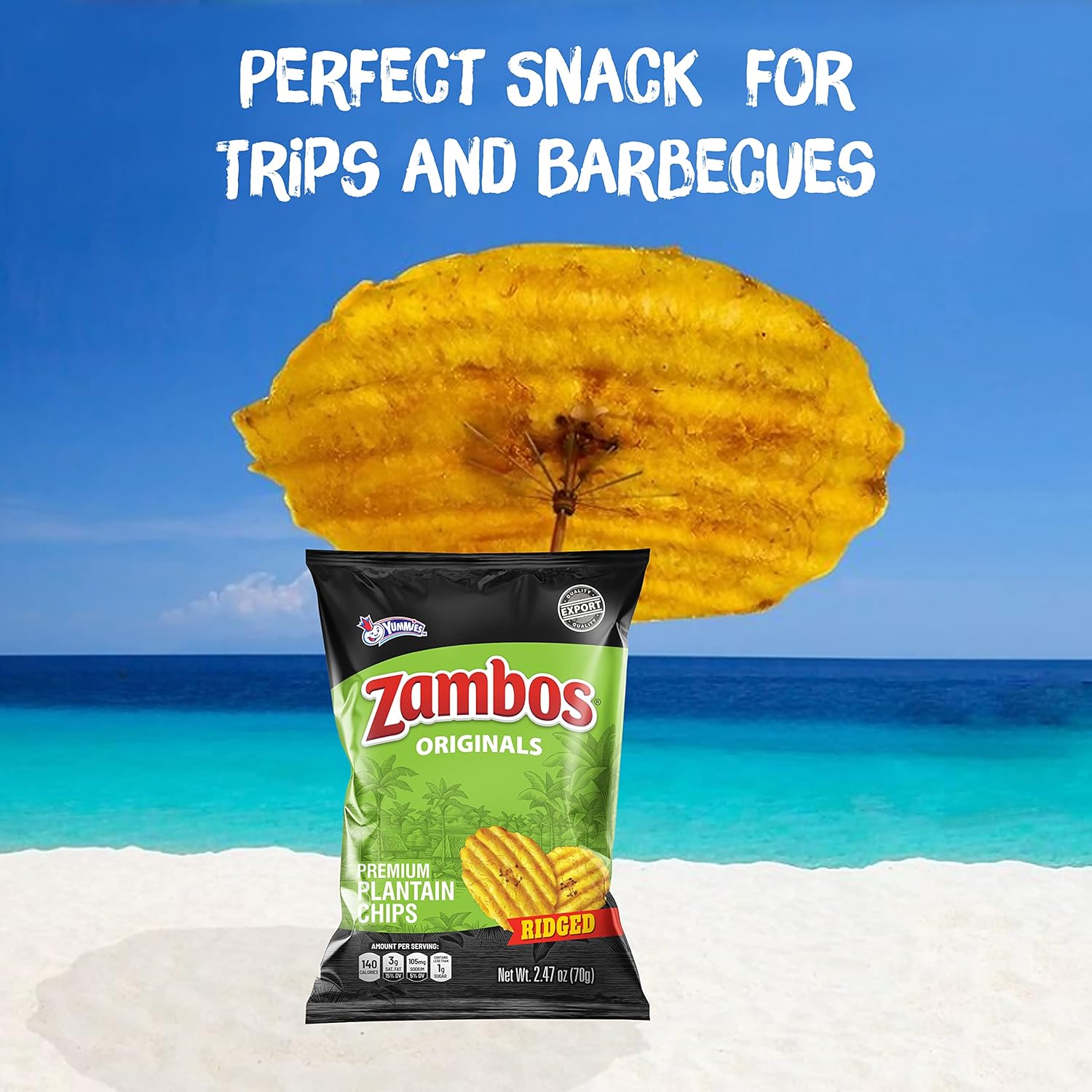 Zambos Plantain Chips Original, Crunchy Ridged Cut Premium Plantain Chips, 8 Pack